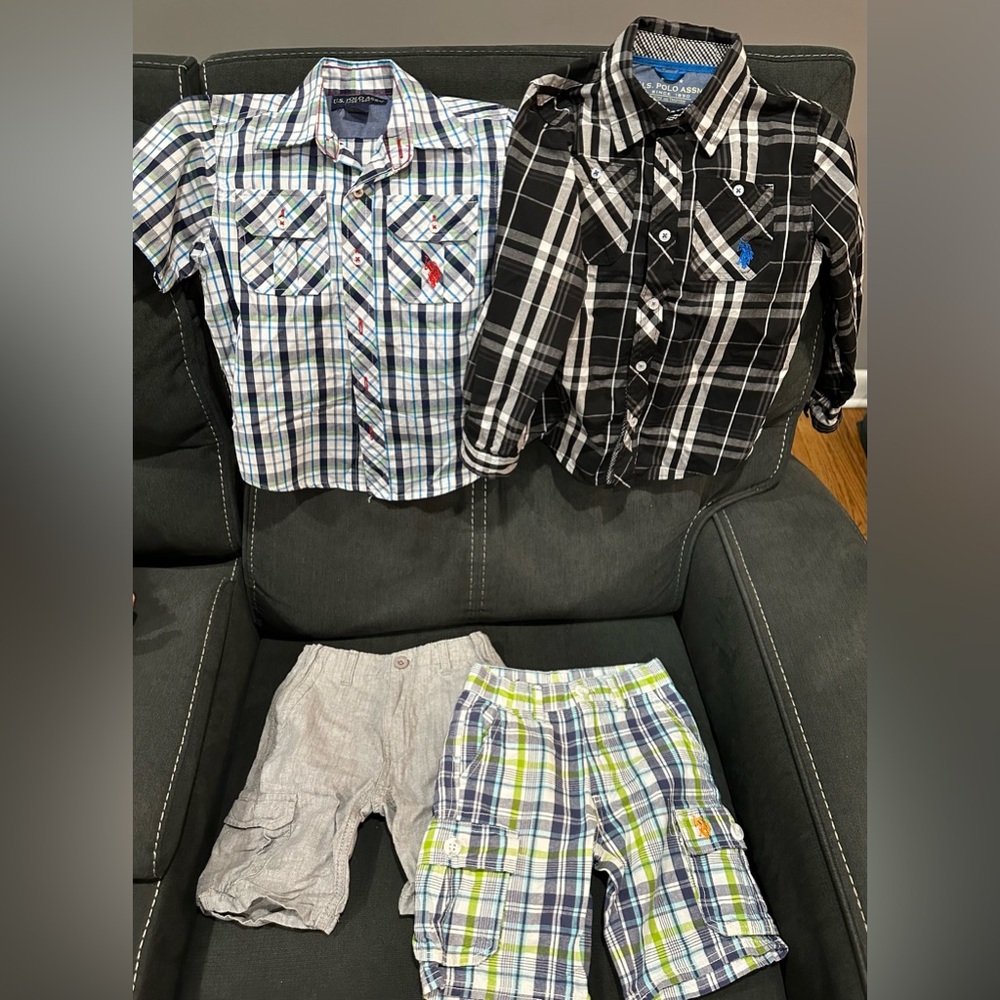 Boys U.S. Polo ASSN Miscellaneous Clothes (2 Tops & 2 Cargo Shorts)
